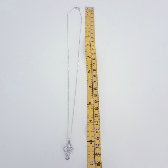 Silver Colored Rhinestone Cross 20” Chain - Picture 6 of 7